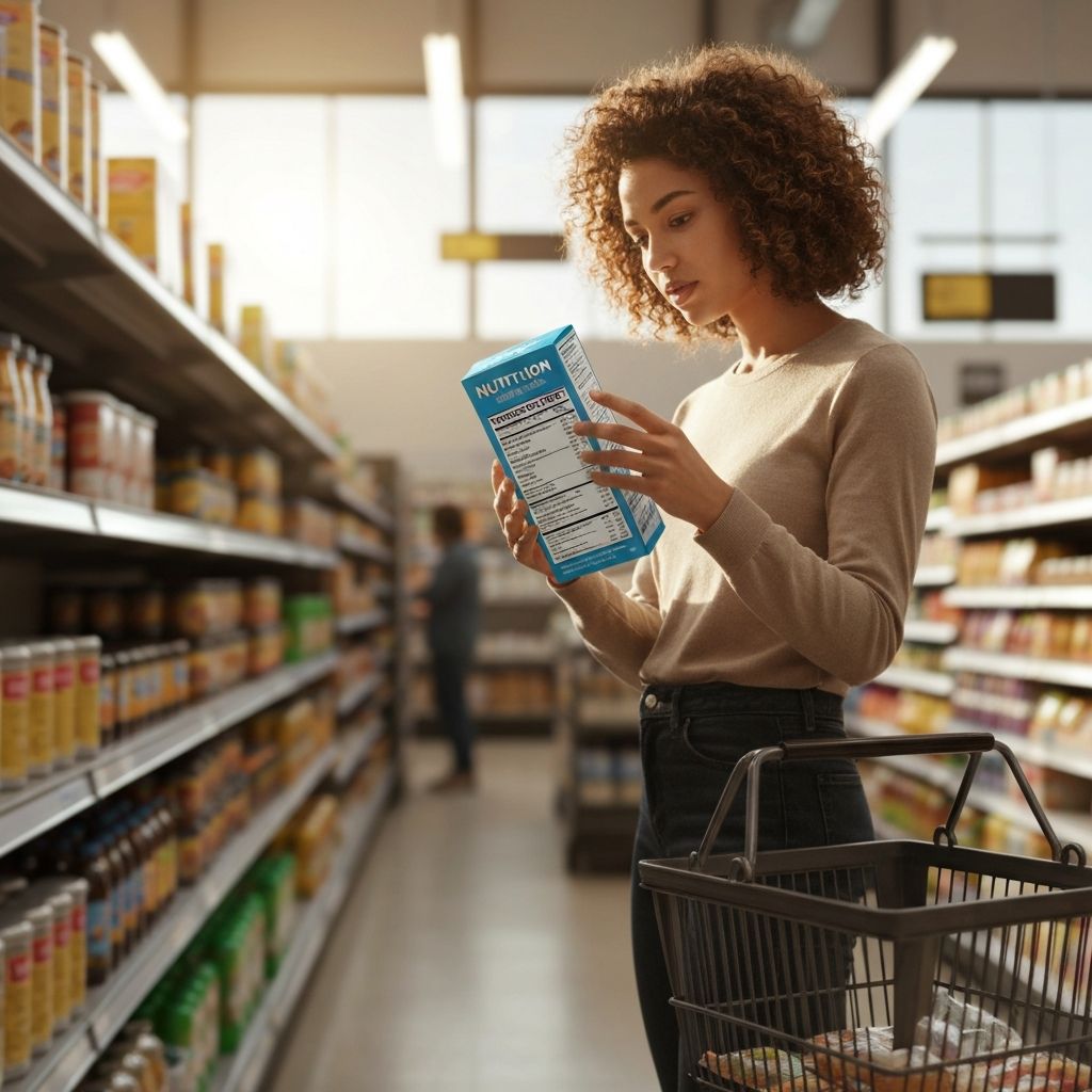 Person liest Produktinformationen